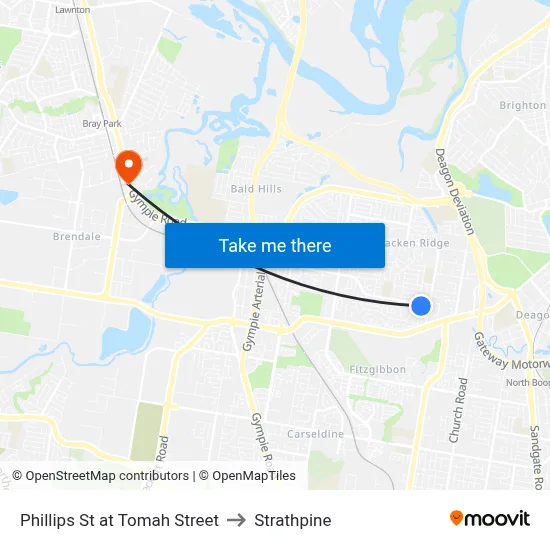 Phillips St at Tomah Street to Strathpine map