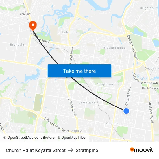 Church Rd at Keyatta Street to Strathpine map