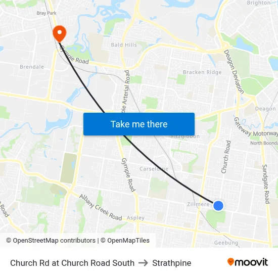 Church Rd at Church Road South to Strathpine map