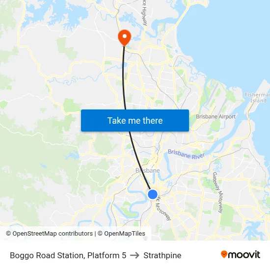 Boggo Road Station, Platform 5 to Strathpine map