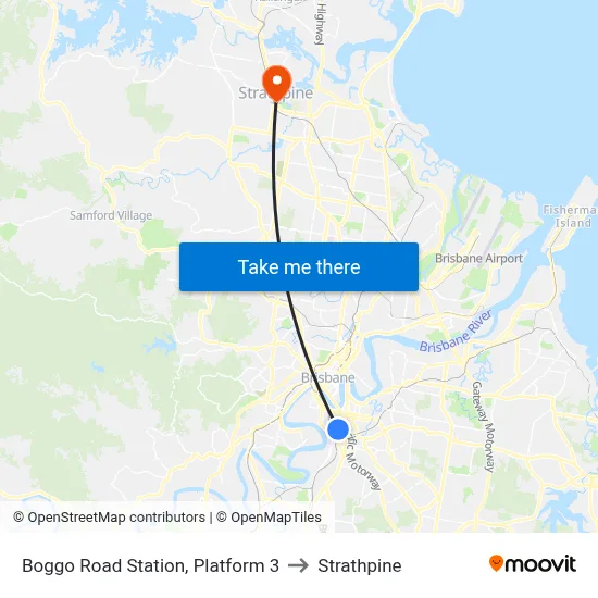 Boggo Road Station, Platform 3 to Strathpine map