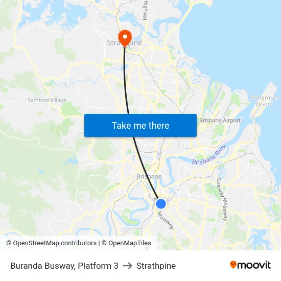 Buranda Busway, Platform 3 to Strathpine map