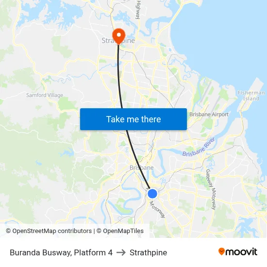 Buranda Busway, Platform 4 to Strathpine map