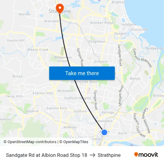 Sandgate Rd at Albion Road Stop 18 to Strathpine map