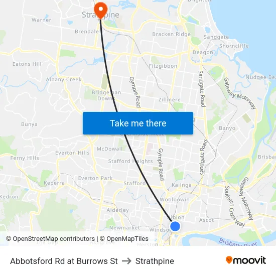 Abbotsford Rd at Burrows St to Strathpine map