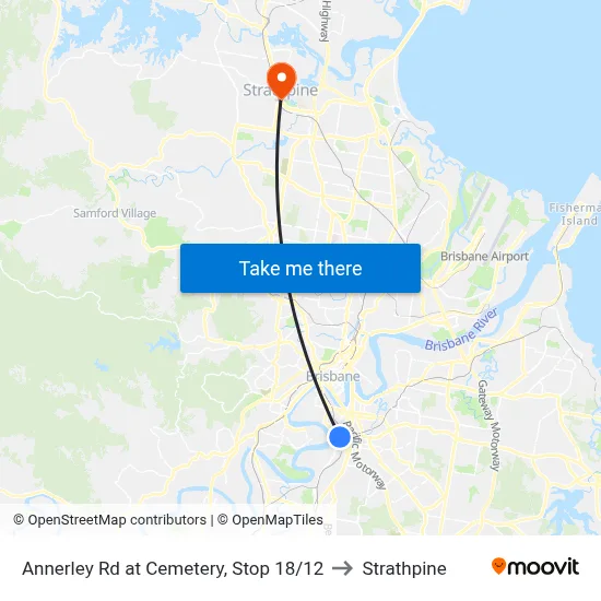 Annerley Rd at Cemetery, Stop 18/12 to Strathpine map