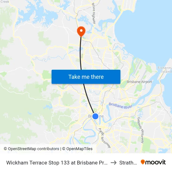 Wickham Terrace Stop 133 at Brisbane Private Hospital to Strathpine map