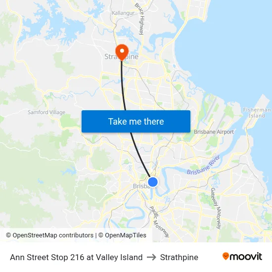 Ann Street Stop 216 at Valley Island to Strathpine map