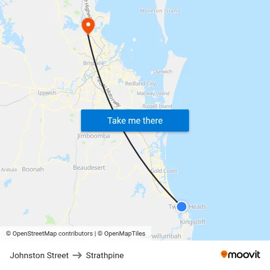Johnston Street to Strathpine map