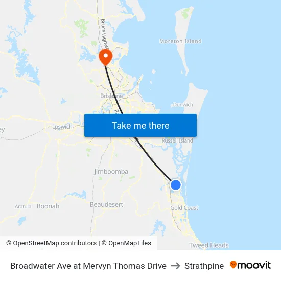 Broadwater Ave at Mervyn Thomas Drive to Strathpine map