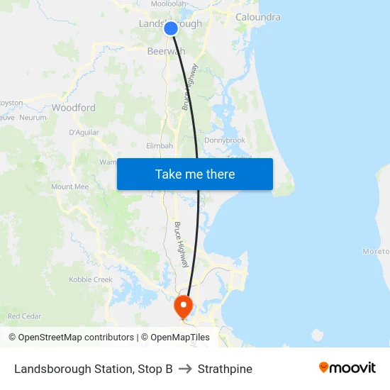 Landsborough Station, Stop B to Strathpine map
