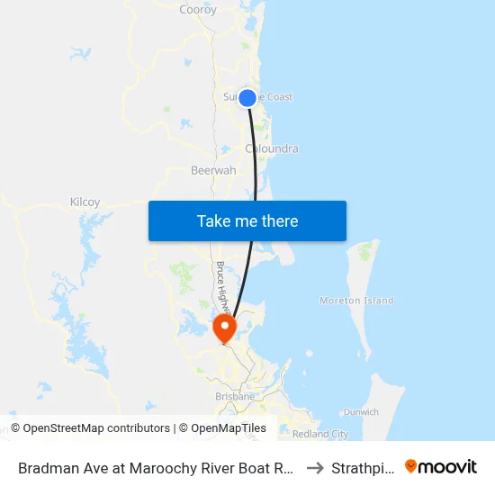 Bradman Ave at Maroochy River Boat Ramp to Strathpine map