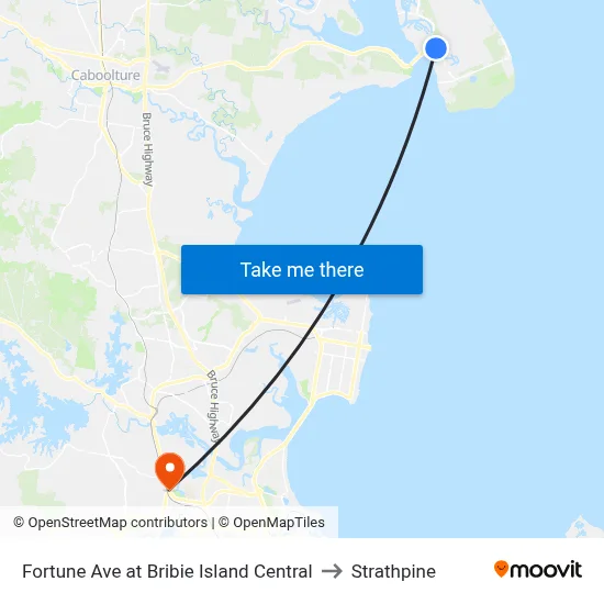 Fortune Ave at Bribie Island Central to Strathpine map
