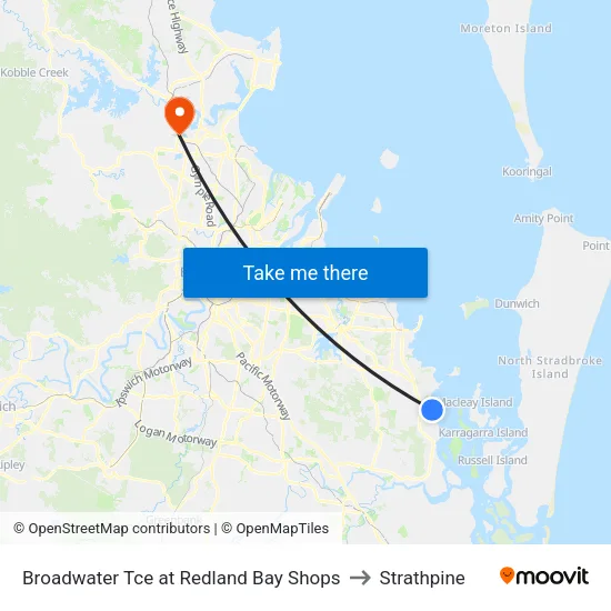 Broadwater Tce at Redland Bay Shops to Strathpine map