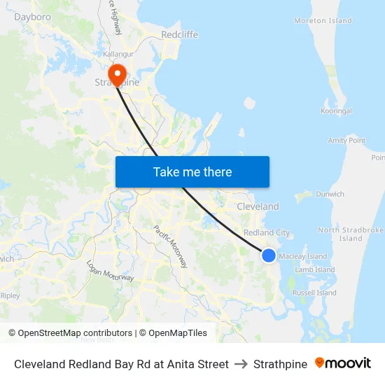 Cleveland Redland Bay Rd at Anita Street to Strathpine map