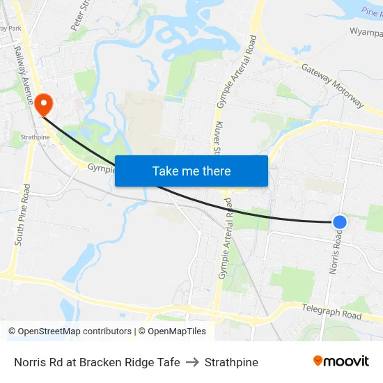 Norris Rd at Bracken Ridge Tafe to Strathpine map