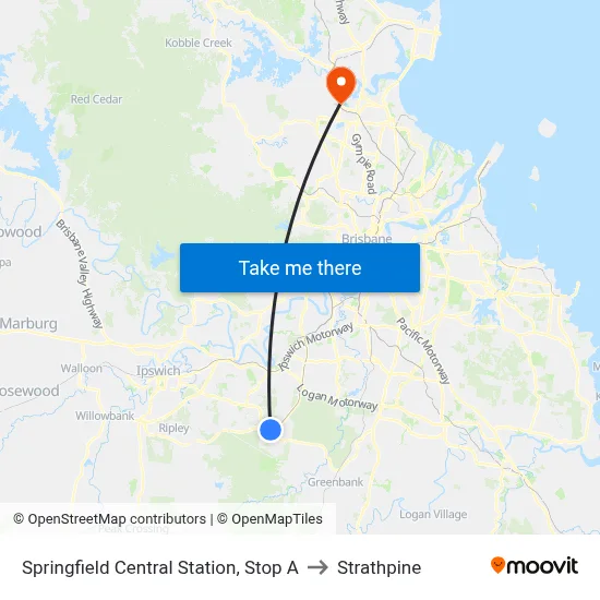 Springfield Central Station, Stop A to Strathpine map