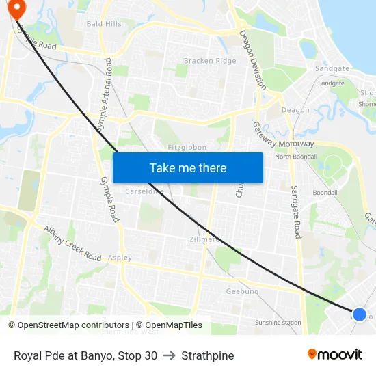 Royal Pde at Banyo, Stop 30 to Strathpine map