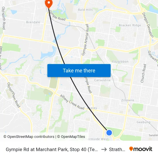 Gympie Rd at Marchant Park, Stop 40 (Temp Closure) to Strathpine map
