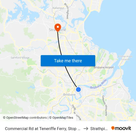 Commercial Rd at Teneriffe Ferry, Stop 16 to Strathpine map