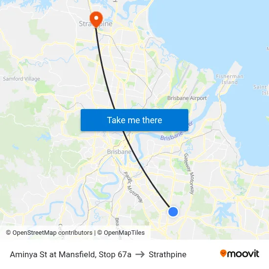 Aminya St at Mansfield, Stop 67a to Strathpine map