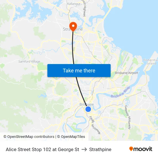 Alice Street Stop 102 at George St to Strathpine map
