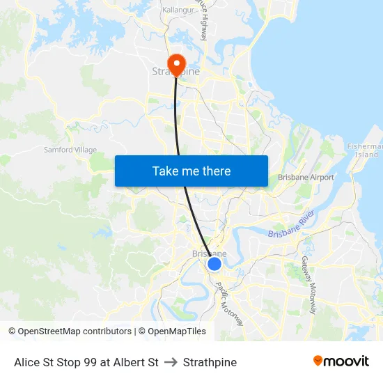 Alice St Stop 99 at Albert St to Strathpine map