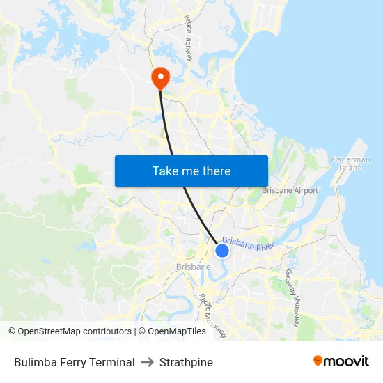 Bulimba Ferry Terminal to Strathpine map
