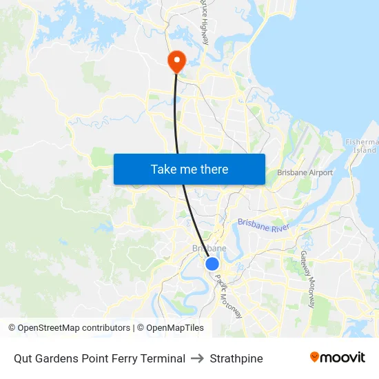 Qut Gardens Point Ferry Terminal to Strathpine map