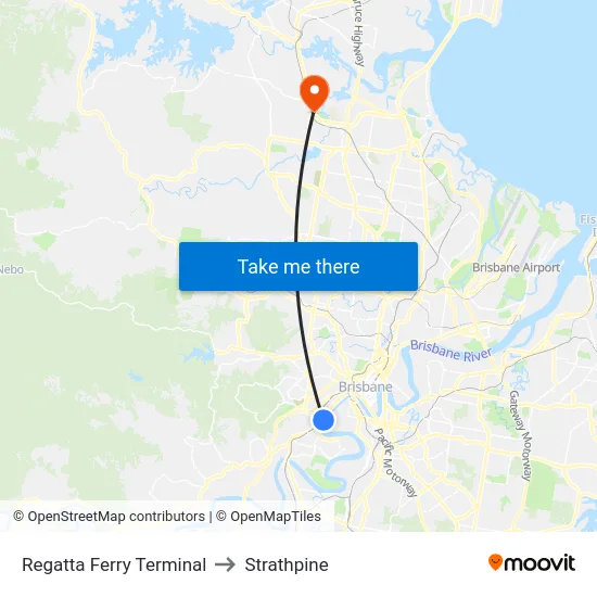 Regatta Ferry Terminal to Strathpine map