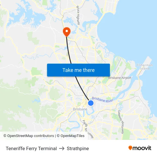 Teneriffe Ferry Terminal to Strathpine map