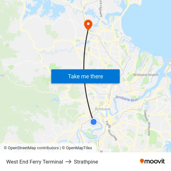 West End Ferry Terminal to Strathpine map