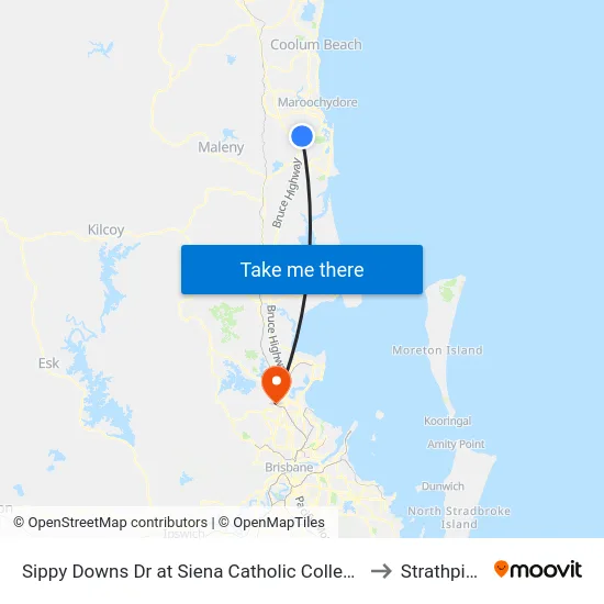 Sippy Downs Dr at Siena Catholic College to Strathpine map