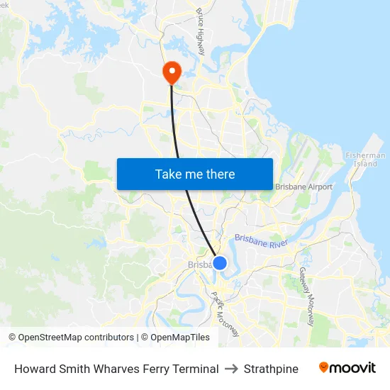 Howard Smith Wharves Ferry Terminal to Strathpine map