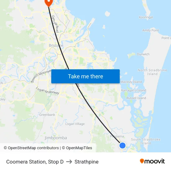 Coomera Station, Stop D to Strathpine map