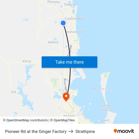 Pioneer Rd at the Ginger Factory to Strathpine map
