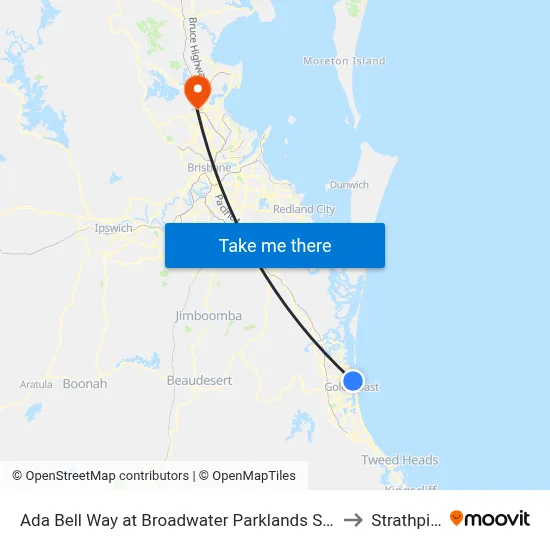 Ada Bell Way at Broadwater Parklands Station to Strathpine map
