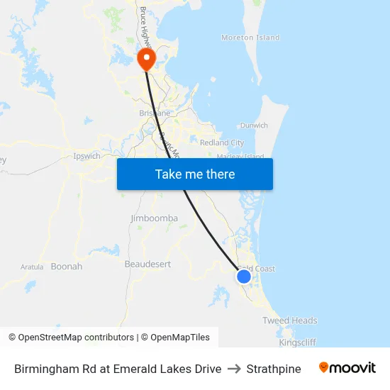 Birmingham Rd at Emerald Lakes Drive to Strathpine map