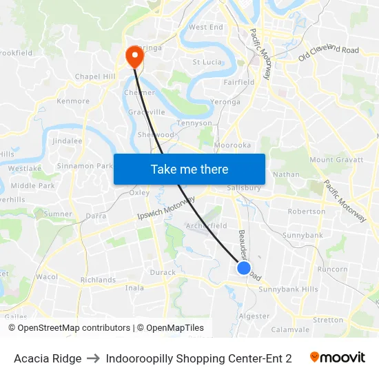 Acacia Ridge to Indooroopilly Shopping Center-Ent 2 map