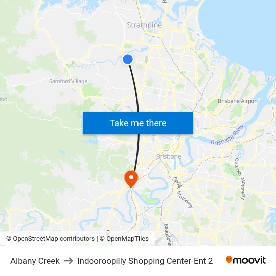 Albany Creek to Indooroopilly Shopping Center-Ent 2 map
