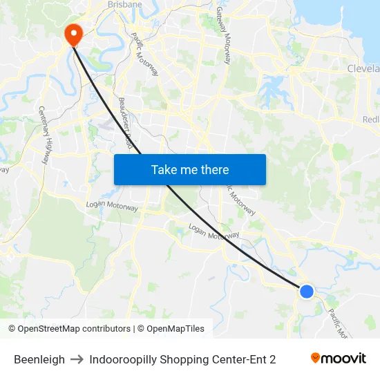 Beenleigh to Indooroopilly Shopping Center-Ent 2 map