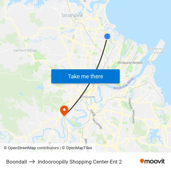 Boondall to Indooroopilly Shopping Center-Ent 2 map