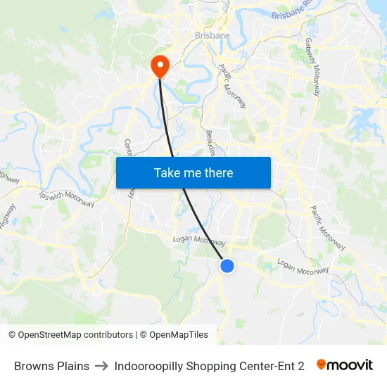Browns Plains to Indooroopilly Shopping Center-Ent 2 map