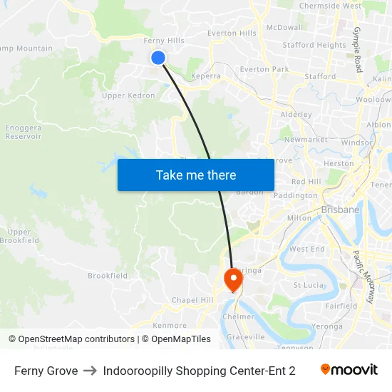 Ferny Grove to Indooroopilly Shopping Center-Ent 2 map