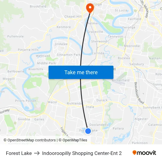 Forest Lake to Indooroopilly Shopping Center-Ent 2 map