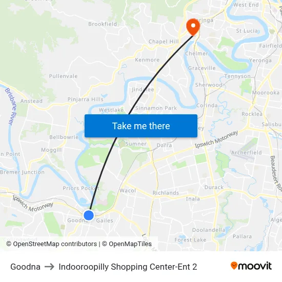Goodna to Indooroopilly Shopping Center-Ent 2 map