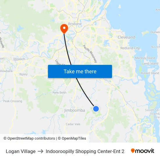 Logan Village to Indooroopilly Shopping Center-Ent 2 map