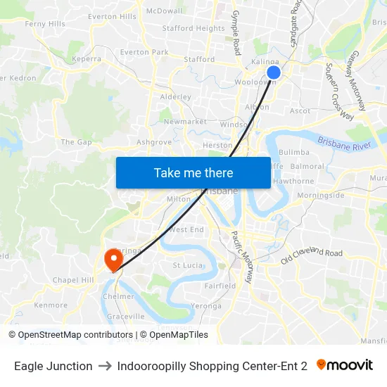 Eagle Junction to Indooroopilly Shopping Center-Ent 2 map