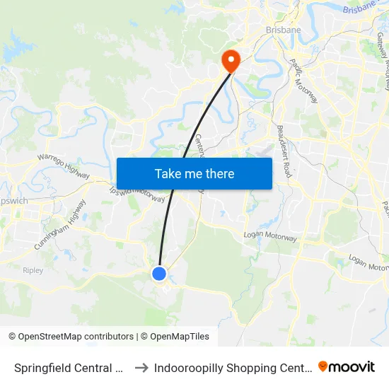 Springfield Central Station to Indooroopilly Shopping Center-Ent 2 map