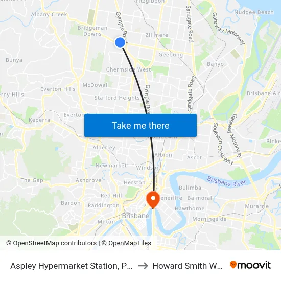 Aspley Hypermarket Station, Platform A to Howard Smith Wharves map